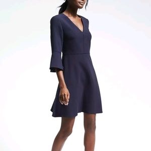 Banana Republic 3/4 Sleeve Navy Flutter Mini Dress